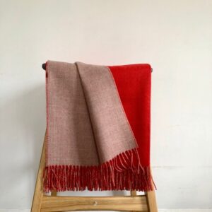 Red/Nude double face large Baby Alpaca scarf, baby alpaca throw, ultra soft and warm blanket, luxurious alpaca wrap with fringe, women gift